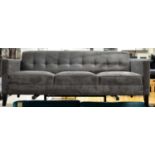 SOFA, 192cm W x 70 D x 73.4 H, contemporary design, grey fabric upholstered.