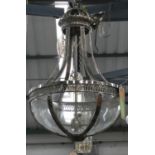 CEILING LANTERNS, a pair, polished metal, 80cm Drop approx. (2)