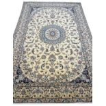 FINE PERSIAN PART SILK NAIN CARPET, 305cm x 200cm.