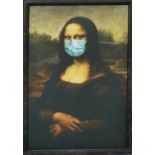 AFTER LEONARDO DA VINCI, Mona Lisa "with mask", framed, 120cm x 80cm.