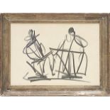 HENRY MOORE 'Abstract Figure', off set lithograph, 34cm x 41cm, framed and glazed.