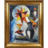 MANNER OF UMBERTO BOCCIONI 'Still life with urn before a mihrab window', oil on board, 34cm x