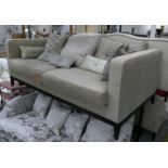 MANUEL CANOVAS FABRIC UPHOLSTERED SOFA, 200cm W, with scatter cushions of various designs.
