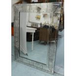 WALL MIRROR, 120cm x 89cm, contemporary design, mirrored antiqued plate frame.