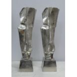 CONTEMPORARY SCHOOL, abstract sculptural busts, a pair, 61cm H, untitled. (2)