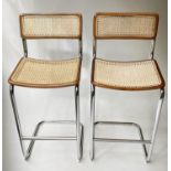 BAR STOOLS, a pair, Marcel Bruer Cesca inspired, 100cm H seat 72cm H. (2)