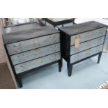 CHEST OF DRAWERS, a pair, industrial design, 70.5cm x 33.5cm x 74.5cm. (2)