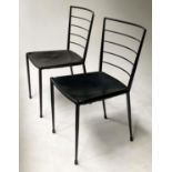 LADDERAX CHAIRS, a pair, by Robert Heals for Ladderax Staples, black painted metal with laced