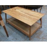 LOW TABLE, 110cm x 61cm x 46cm, 1970's Danish style with rattan undertier.