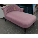 MADE.COM BOUJI RIGHT HAND CHAISE LONGUE, 130cm powder pink velvet finish.