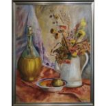 GRIET ROSSAU, 'Still life', oil on canvas, 72cm x 55cm, framed.