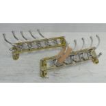 COAT HOOKS, a pair, 43cm L wall mounting, 10 hooks on each. (2)
