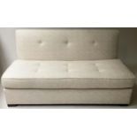 SOFA, Italian bench style cream cotton weave, 152cm W.