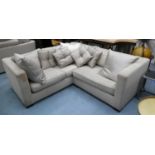 CORNER SOFA, 204cm x 214cm x 70cm, Andrew Martin upholstery with various scatter cushions.