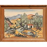 YVES BRAYER 'Corsica', lithograph, signed in the plate, vintage French frame, 45cm x 61cm. (