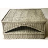 LOW TABLE, by Marston and Laginger, square, woven grey rattan with undertier and glass top, 102cm