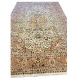 FINE PURE SILK TEHRAN DESIGN CARPET, 280cm x 185cm.