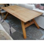 DINING TABLE, 100cm x 200cm L, fruitwood with splayed legs.