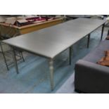 OKA STOLA EXTENDING DINING TABLE, 290-350cm L x 120cm D x 79cm, grey painted.