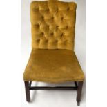 GAINSBOROUGH CHAIR, 58cm W, George III mahogany, with buttoned yellow velvet upholstery and