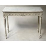 CONSOLE TABLE, 91cm W x 41cm D x 74cm H, Regency design, grey painted, with swag frieze and reeded