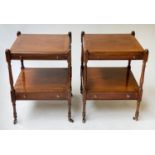 LAMP TABLES, 45cm x 45cm x 60cm H, a pair, George III design yew wood crossbanded each with brushing