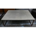 LOW TABLE, 140cm x 110.5cm x 42cm, faux shagreen top.