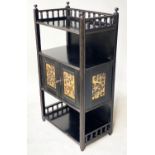 AESTHETIC SIDE CABINET, 56cm x 33cm x 100cm H, 19th century, ebonised and incised gilt lines, with