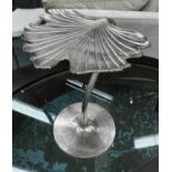 GINKGO LEAF SIDE TABLE, 55cm H, 1970's Italian style, polished metal finish.