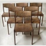 SAX DINING CHAIRS, a set of six, 81cm H, Danish rosewood, with grained leather seats (stamped '