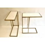 MARTINI TABLES, two, 60cm x 46cm x 22cm, 1960's French style, marble inserts. (2)