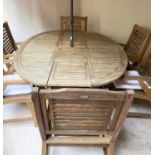 GARDEN SUITE, table 200cm x 150cm x 74cm H extended, weathered teak slatted, with integral centre