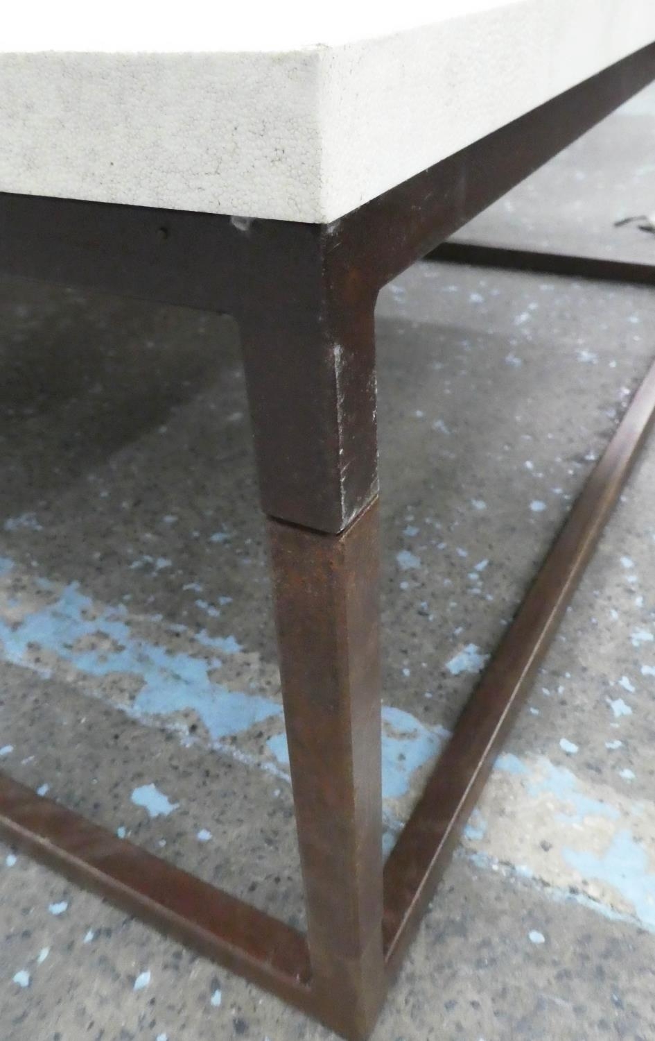 LOW TABLE, 140cm x 110.5cm x 42cm, faux shagreen top. - Image 5 of 5