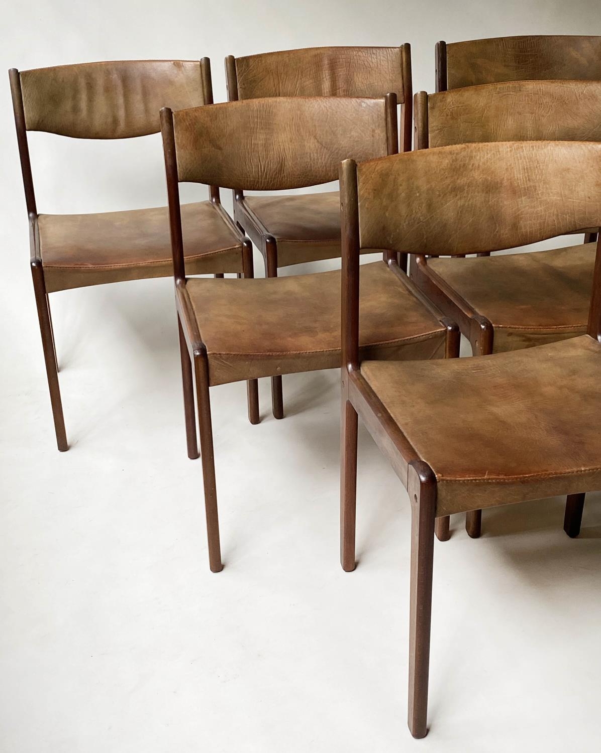 SAX DINING CHAIRS, a set of six, 81cm H, Danish rosewood, with grained leather seats (stamped ' - Image 9 of 9