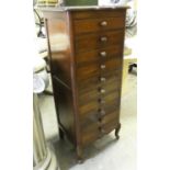 TALL CHEST, 50cm x 39.5cm x 119cm, ten drawers, cabriole front supports.