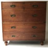 CAMPAIGN CHEST BY 'ARMY & NAVY', 19th century, teak and brass bound, in two sections with two