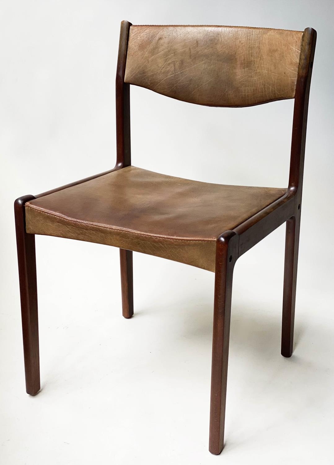 SAX DINING CHAIRS, a set of six, 81cm H, Danish rosewood, with grained leather seats (stamped ' - Image 6 of 9