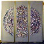 CONTEMPORARY SCHOOL TRIPTYCH, 120cm x 140cm, untitled, framed. (3)