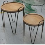 SIDE TABLES, a graduated pair, 62cm H x 51cm Diam, 1960's Danish style. (2)