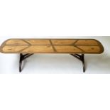 HEALS 'LONG TOM' COFFEE TABLE, 151cm W X 46cm D x 35cm H, by Everest, rosewood, walnut and