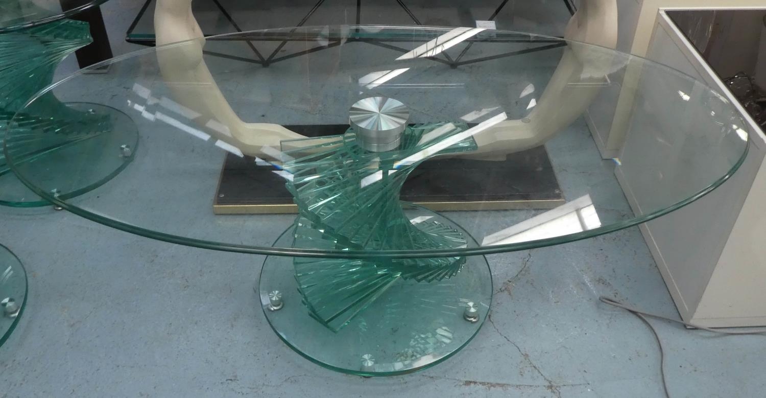 GLASS HELIX LOW TABLE, 119cm x 65cm x 45cm.