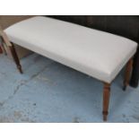 WINDOW SEAT, 98cm x 40cm x 49cm, neutral upholstery, reeded supports.