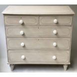 VICTORIAN PAINTED CHEST, 100cm W x 96cm H x 48cm D, traditionally grey painted and black lined, with