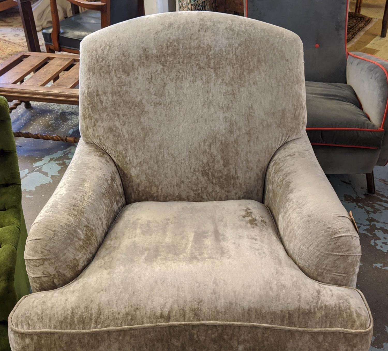 ARMCHAIR, 89cm W x 93cm H Howard style with silver grey velvet upholstery. - Image 3 of 3