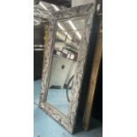 WALL MIRROR, 180cm H x 90cm W, with distressed style painted metal frame.