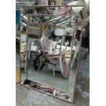WALL MIRROR, 110.5cm x 80.5cm, mirrored frame with beaded detail.