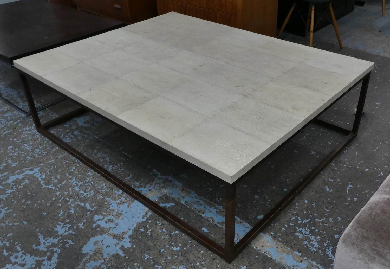 LOW TABLE, 140cm x 110.5cm x 42cm, faux shagreen top. - Image 2 of 5