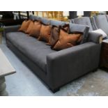 BEN WHISTLER SOFA, 260cm W, contemporary grey fabric upholstered with various cushions. (2)