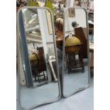 WALL MIRRORS, two, 124cm x 58cm, 1960's French style, silvered finish. (2)