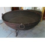 KADAI FIRE BOWL, 164cm diam. x 62cm, Indian style, with associated lid.